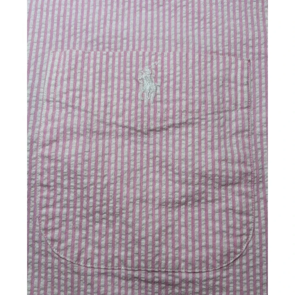 Polo Ralph Lauren Seersucker Performance Button Down Shirt | Pink | Medium